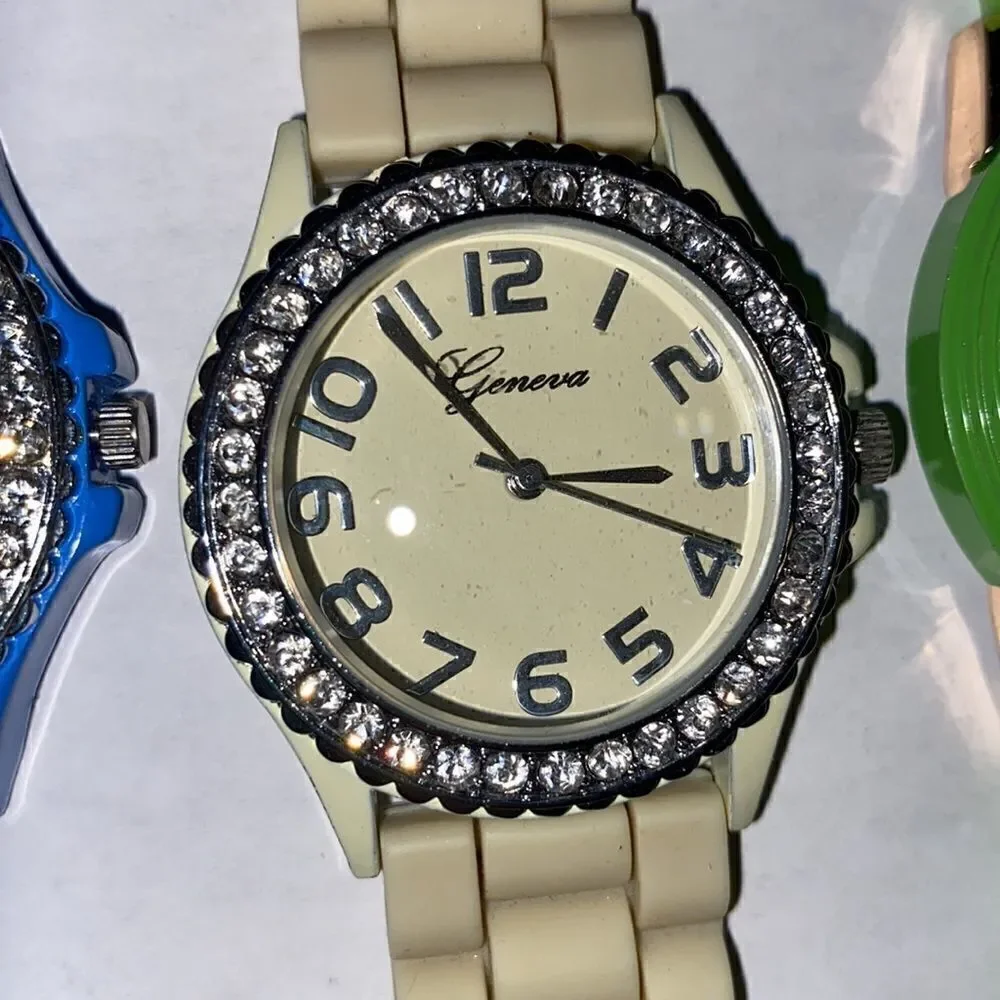 Geneva Platinum‎ Women's Stainless Steel Quartz Rhinestone Watch Set of 4
